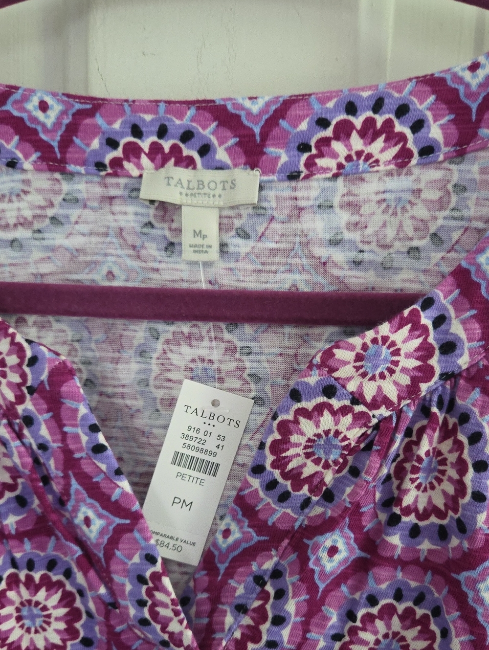Talbots Petite Medallion Casual Cotton Dress - Picture 2 of 5